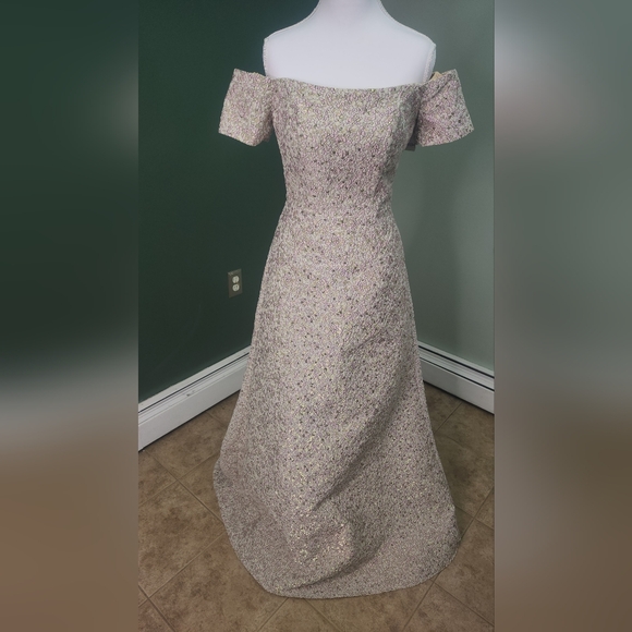 Alyce Paris Pink Floral Off-Shoulder Maxi Dress - Picture 13 of 13